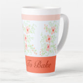 オレンジとピンクのフローラ スタイリッシュ カフェラテマグ (右アングル)