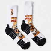 オレンジとピンクのペットの漫画のシーン ソックス (右)