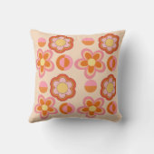 オレンジとピンクのミッドセンチュリー幾何学模様1960s-スタイル クッション (裏面)