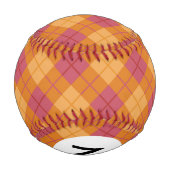 オレンジとピンクのモノグラムバイアスプレイド 野球ボール (裏面)