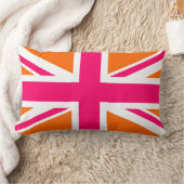 オレンジとピンクのユニオンジャック ランバークッション (ブランケット)