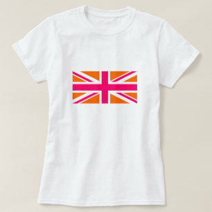 オレンジとピンクのユニオンジャック Tシャツ