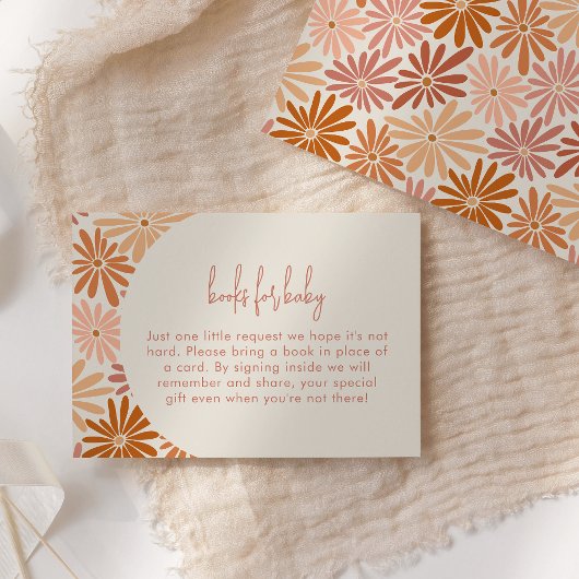 オレンジとピンクのレトロな花柄のグルーヴィーな赤ちゃんのための本 エンクロージャーカード