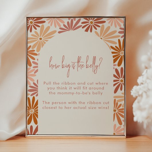 オレンジとピンクのレトロフローラどのように大きい腹 ポスター