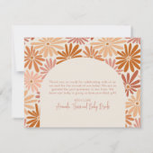 オレンジとピンクのレトロフローラグルーヴィベビーフラット サンキューカード (裏面)