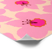 オレンジとピンクのレトロフローラ ポスター (角)