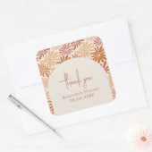 オレンジとピンクのレトロフローラGroovyベビーシャワー スクエアシール (封筒)