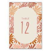 オレンジとピンクのレトロフローラGroovyベビーシャワー テーブルナンバー (裏面)