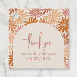 オレンジとピンクのレトロフローラGroovyベビーシャワー フェイバータグ