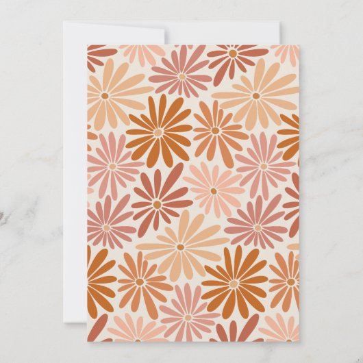 オレンジとピンクのレトロフローラGroovyベビーシャワー 招待状 (裏面)