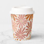 オレンジとピンクのレトロフローラGroovyベビーシャワー 紙コップ (裏面)