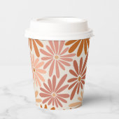 オレンジとピンクのレトロフローラGroovyベビーシャワー 紙コップ (正面)