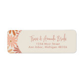 オレンジとピンクのレトロフローラGroovy差出人住所 ラベル (正面)