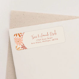 オレンジとピンクのレトロフローラGroovy差出人住所 ラベル