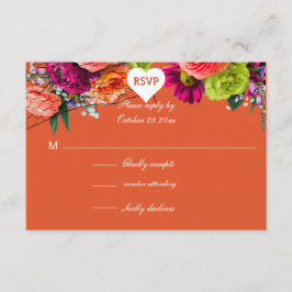 オレンジとピンクのローズRSVP エンクロージャーカード