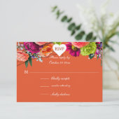 オレンジとピンクのローズRSVP エンクロージャーカード (スタンド正面)