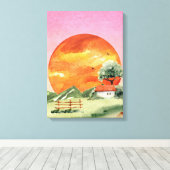 オレンジとピンクの審美的サンセットビューキャンバス キャンバスプリント (インサイチュ (ウッドフロア))