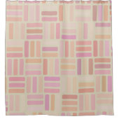 オレンジとピンクの幾何学的 シャワーカーテン (正面)