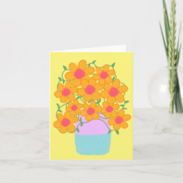 オレンジとピンクの春の花 カード