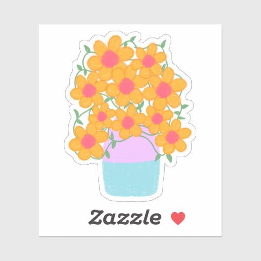 オレンジとピンクの春の花 シール (シート)