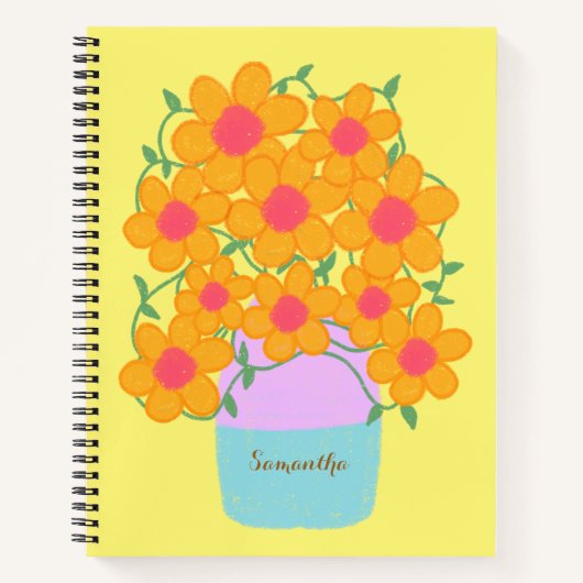 オレンジとピンクの春の花 ノートブック (正面)