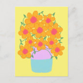 オレンジとピンクの春の花 ポストカード (正面)