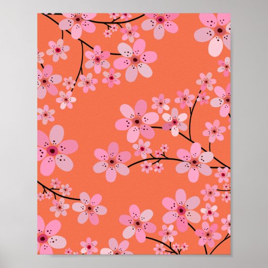 オレンジとピンクの桜10 ポスター (正面)