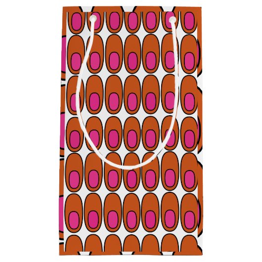 オレンジとピンクの楕円の繰り返し スモールペーパーバッグ (正面)