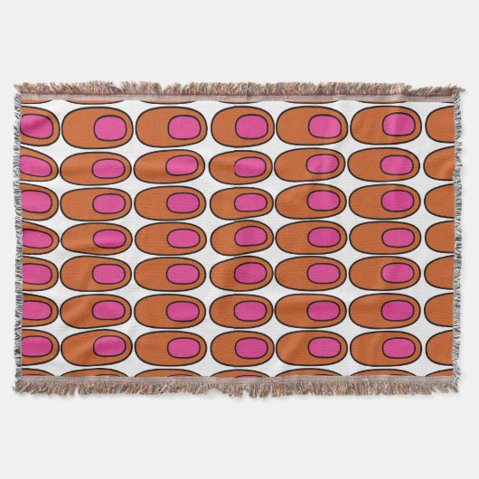 オレンジとピンクの楕円の繰り返し スローブランケット (正面)