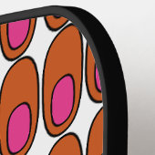 オレンジとピンクの楕円の繰り返し ピックルボールラケット (左詳細)