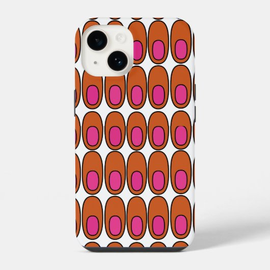 オレンジとピンクの楕円の繰り返し iPhoneケース (裏面)