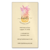 オレンジとピンクの水の色の熱帯パイナップルフルーツ マグネット名刺 (正面縦)