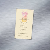 オレンジとピンクの水の色の熱帯パイナップルフルーツ マグネット名刺 (インサイチュ)