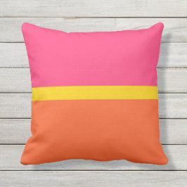 オレンジとピンクの水平ストライプ色ブロック アウトドアクッション