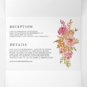 オレンジとピンクの水彩秋の花結婚の 三つ折り招待状 (内部中)