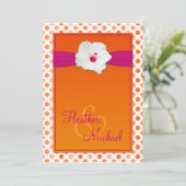 オレンジとピンクの水玉模様結婚式招待状 招待状 (スタンド正面)