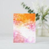 オレンジとピンクの水色のインクパターン ポストカード (スタンド正面)