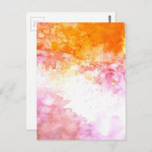 オレンジとピンクの水色のインクパターン ポストカード (正面/裏面)