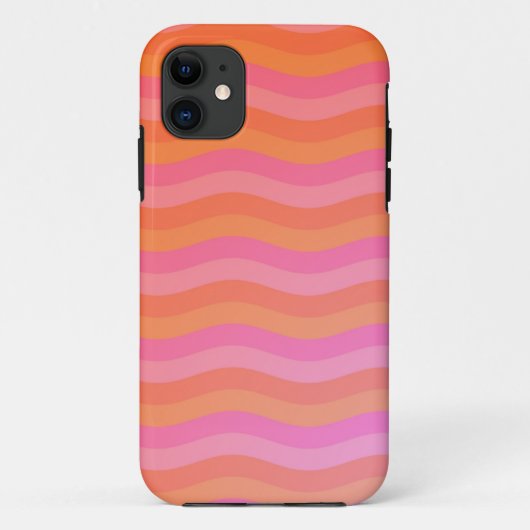 オレンジとピンクの波状ストライプ Case-Mate iPhoneケース (裏面)