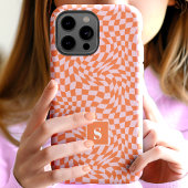 オレンジとピンクの波状チェックモノグラム Case-Mate iPhoneケース