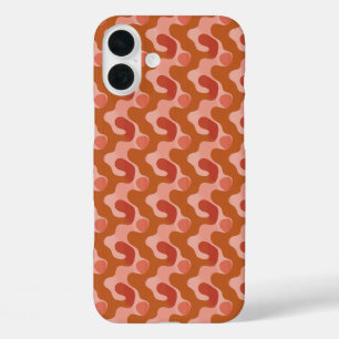 オレンジとピンクの流体の波 iPhone 16 PLUSケース