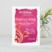 オレンジとピンクの渦 40歳の誕生日パーティー 招待状 (スタンド正面)