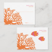 オレンジとピンクの熱帯魚のシーティングカード プレイスカード (正面/裏面)