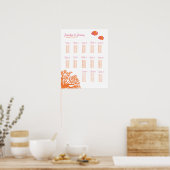 オレンジとピンクの熱帯魚のシーティングチャート ポスター (キッチン)