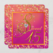 オレンジとピンクの甘い15パーティー 招待状 (正面/裏面)