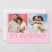 オレンジとピンクの結婚式がもう始まります 2枚の写真入り セーブザデート (正面)