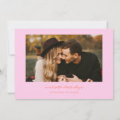 オレンジとピンクの結婚式がもう始まります 2枚の写真入り セーブザデート (裏面)