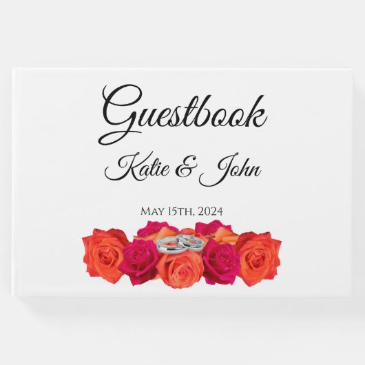 オレンジとピンクの花と輝結婚き –  ゲストブック (正面)