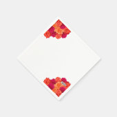 オレンジとピンクの花と鮮やかなナプキン スタンダードカクテルナプキン (角)