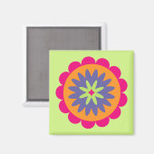 オレンジとピンクの花の形のイラスト マグネット (正面/裏面)